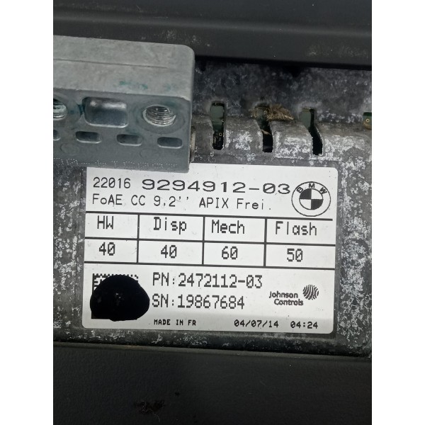 Display Multimídia Encosto Banco Bmw X5 2014 Preto