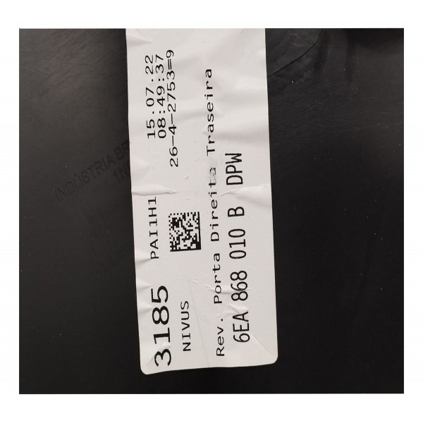 Forro Porta  Vw Nivus 1.0 Comfort 2022 Traseira Direita Preto Animal Print